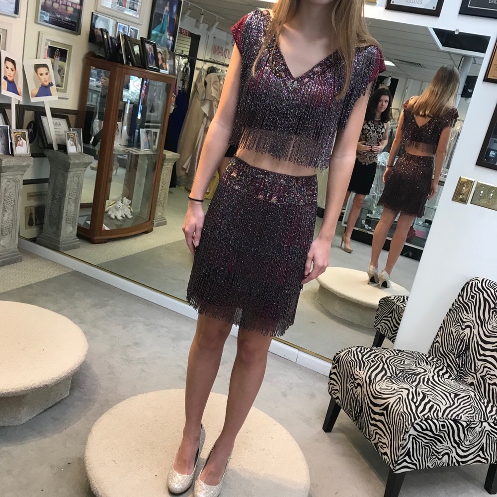 Sherri Hill Fringe two piece homecoming dress